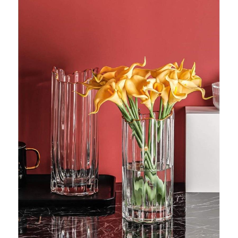 ガラスの花瓶 透明 花器 フラワーベース ガラスベース ガラスボトル 25cm アレンジ インテリア 水栽培 生け花 造花 おしゃれ シ 驚きの安さ