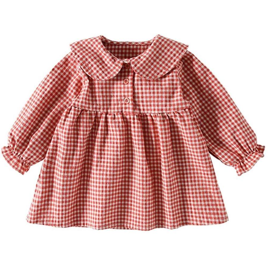 買収 ベビー服ワンピース長袖女の子春秋子供服赤ちゃん前ボタンプレゼント贈り物バースデーレッド110 Babylonrooftop Com Au