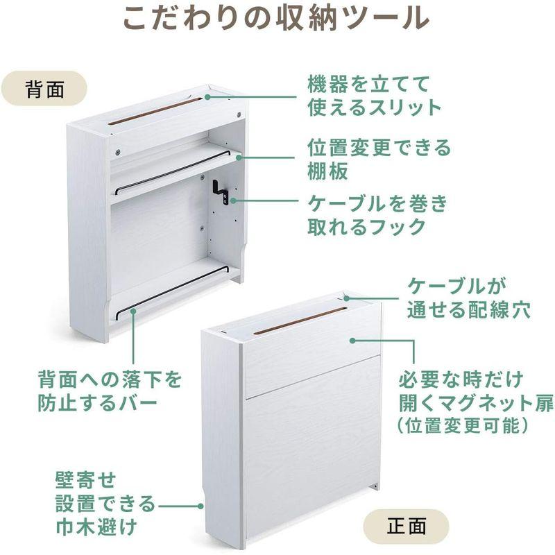 イーサプライ ケーブルボックス ルーター収納 タップ収納 モデム NAS収納 ケーブル整理 木製 幅50cm 木目 ダークブラウン EZ2-｜tomy-zone｜03