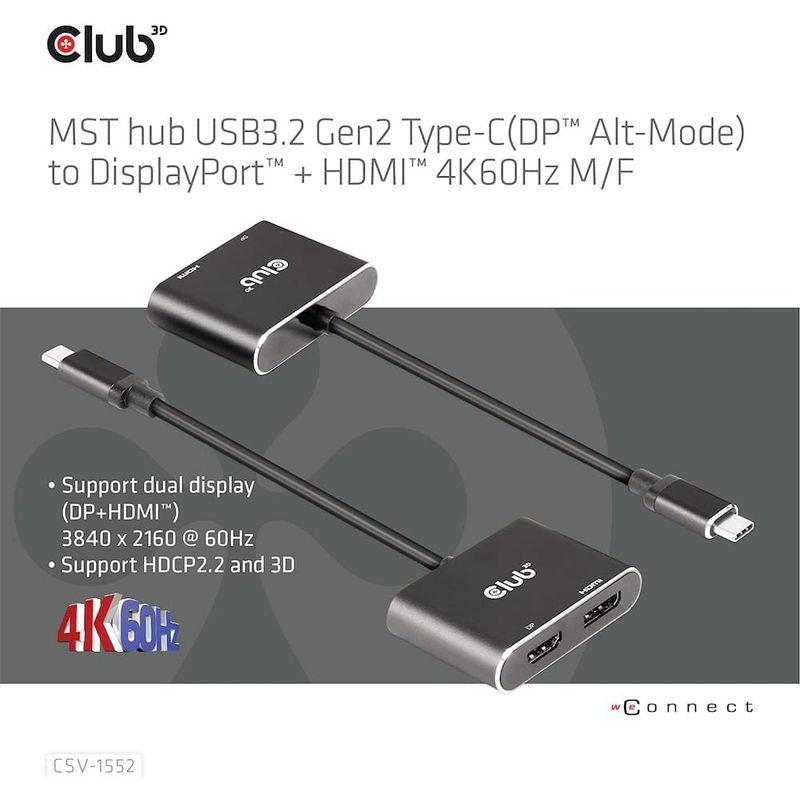 Club 3D MST ハブ USB3.2 Gen2 Type-C (DP Alt-Mode) to DisplayPort + HDMI｜tomy-zone｜04