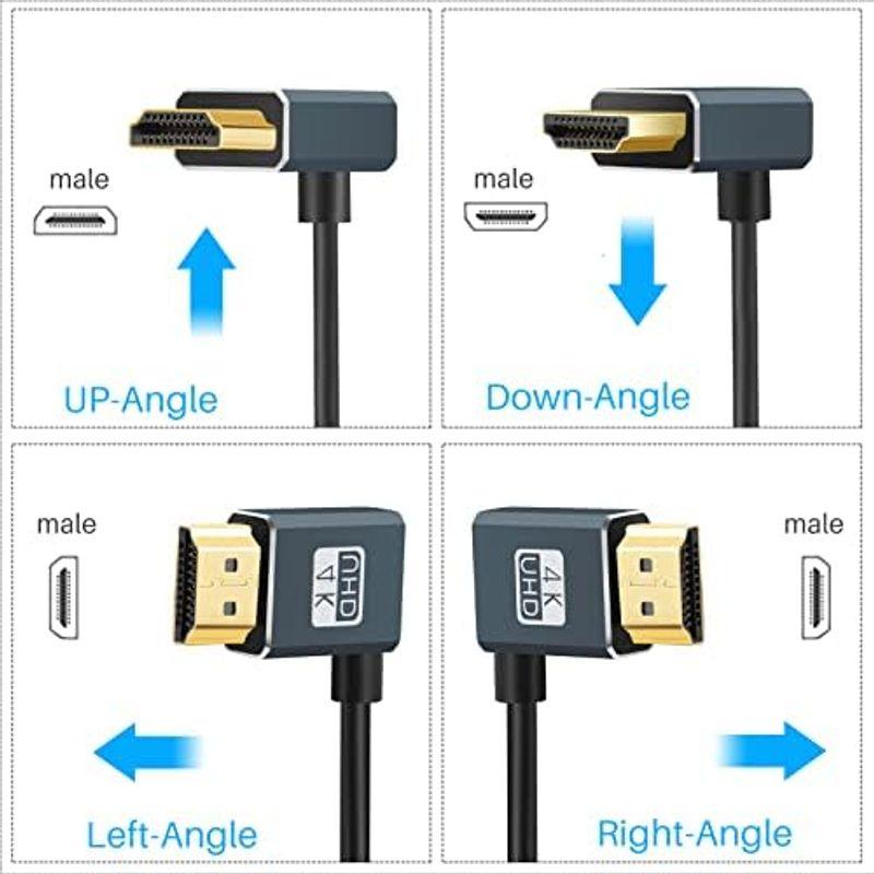 Twozoh HDMI ケーブル L字型 向右 角度 90° 5M、超薄型 HDMI スリム オス-オス コード 3D/4K@60Hz対応｜tomy-zone｜05