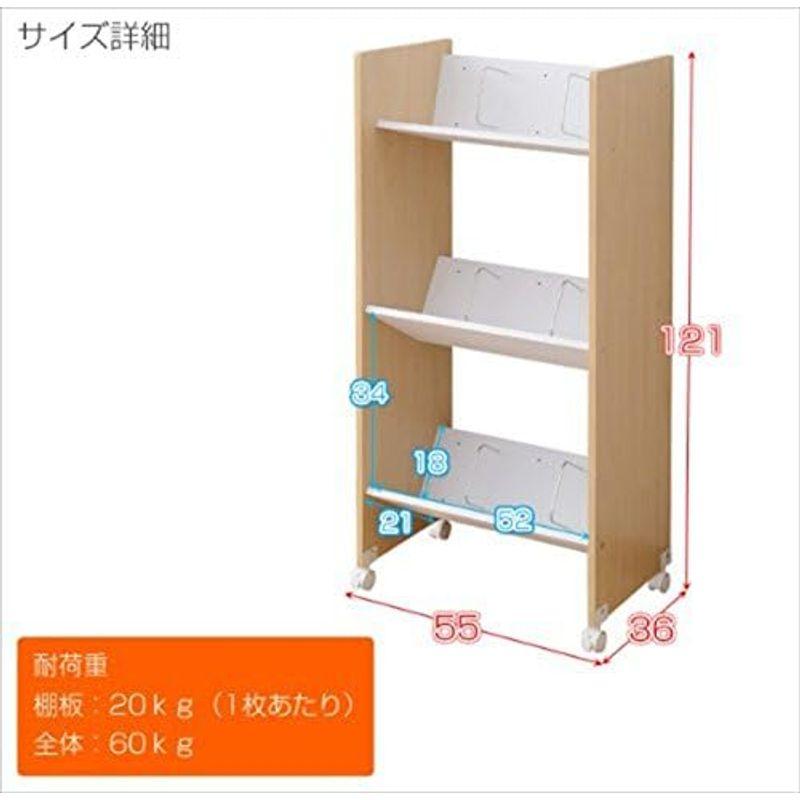 山善 デスク サイドワゴン 幅53×奥行40×高さ63cm A4対応 キャスター付き 天板・棚板高さ調節可能 組立品 ナチュラル/アイボリー｜tomy-zone｜18