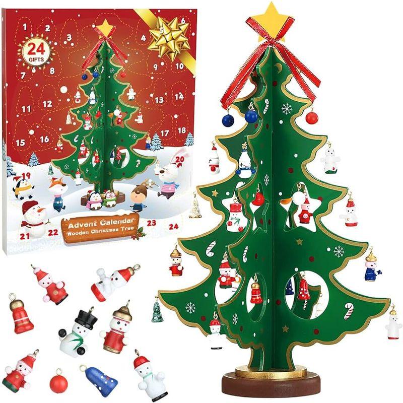 LEMESO アドベントカレンダー 2023 クリスマスツリー 卓上 木製 クリスマス オーナメント 飾り 置物 飾り付け デコレーション｜tomy-zone｜04
