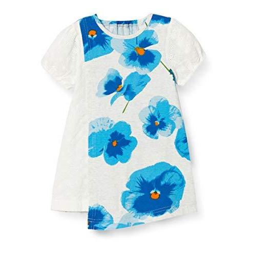 保存版 ハッカベビー ビッグランダムスミレプリント 半袖 ワンピース ベビー 80 ブルー オープニング大放出セール H2i World