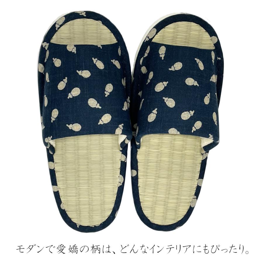 スリッパ 涼しい 畳 タタミ 日本製 【M〜LLサイズ4〜50足セット】 い草 畳中 和風スリッパ レディース メンズ 蒸れない 本藍染 前あき型 めだか なす 渦巻 市松 |  | 05