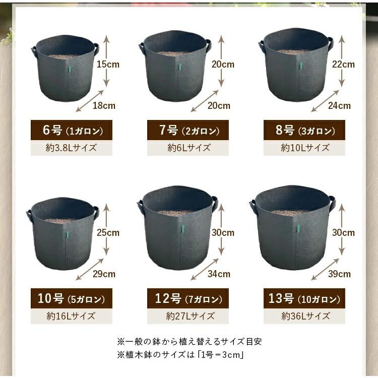 不織布プランター 10ガロン 5個入り フェルトプランター 植木鉢 13号 不織布ポット 幅39cm×高さ30cm 36リットル FORESIA |  | 08