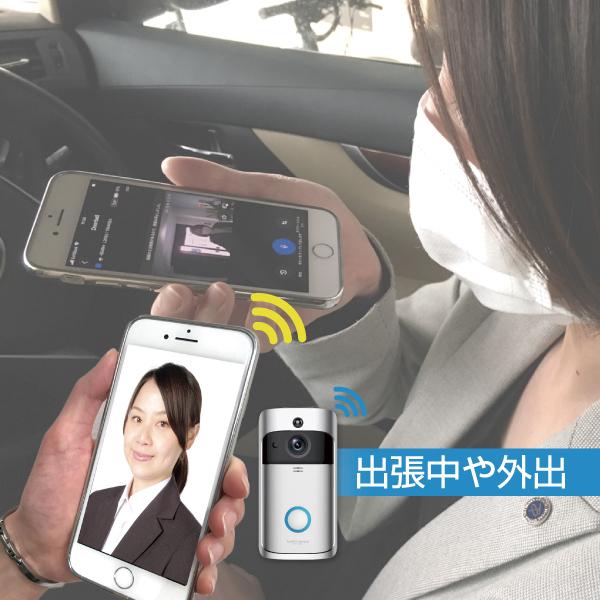 ワイヤレスインターホン インターホン カメラ付き カメラ付き 簡単取付 スマホ連動 インターホン ワイヤレスドアホン スマホ連動 ワイヤレスチャイム 電池 日本語説明書付 1年保証