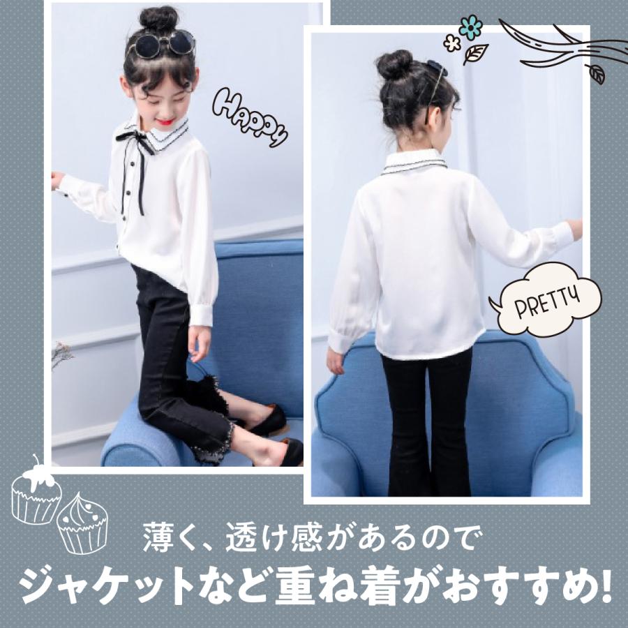 ブラウス キッズ 女の子 子供服 かわいい リボン 襟付き 白 長袖 ブラウス キッズ 女の子 子供服 かわいい リボン 襟付き 白 長袖