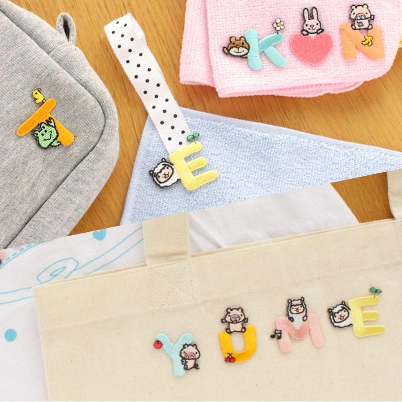 お受験・入園入学・冠婚葬祭『3点セット＋おまけ』　白イカリワッペン 3個セット こうへむ アルファベット ワッペン 刺繍 アップリケ