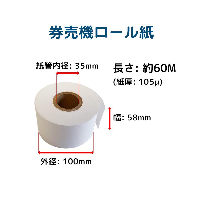 グローリー券売機 VT-S20 VT-S10 汎用ロール紙 10巻入 券職人 食券 感熱紙 58×100×35/105μ 裏巻 ミシン目なし｜toner87｜02