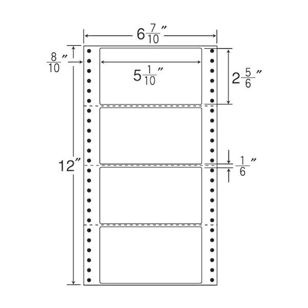（まとめ買い）MM6A ナナフォーム Mタイプ 6ケース 6000折 連続ラベル 剥離紙白 ヨコ3本ミシン入 東洋印刷