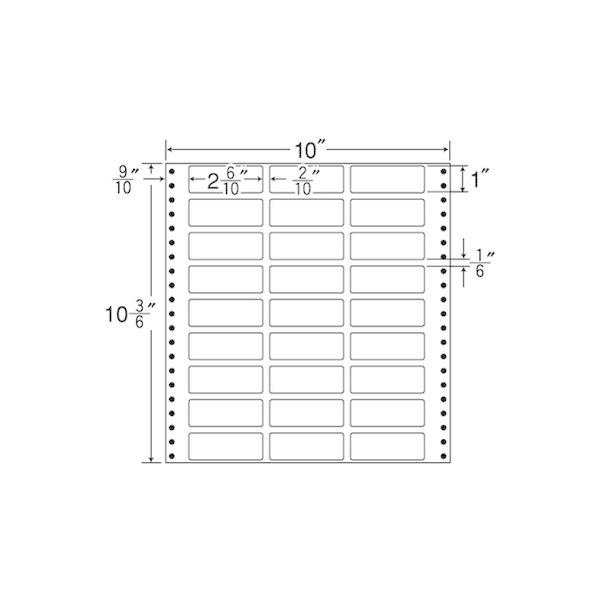 MX10C ナナフォーム Mタイプ 500折 連続ラベル 剥離紙白 バーコード用・シリアルナンバー用 東洋印刷