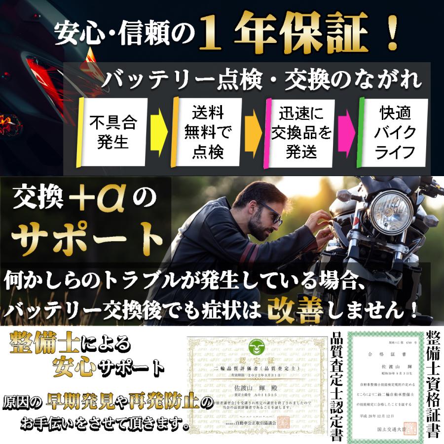 バイク  バッテリー  1年保証 MT7B-4 初期充電済み TT250R レイド/4GY3.4GY5.4WA.4WA1  マジェスティ/4HC3.5CG1.SG01J｜tonko-shoji｜06