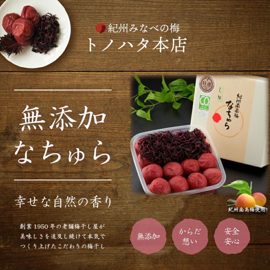 梅干し 無添加 減塩 しそ漬け 昔ながら 南高梅 塩分9% 特選 なちゅら 400g｜tonohata｜02