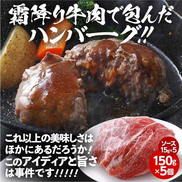 北海道産 牛霜降りハンバーグ 5個セット / 肉の山本 冷凍発送