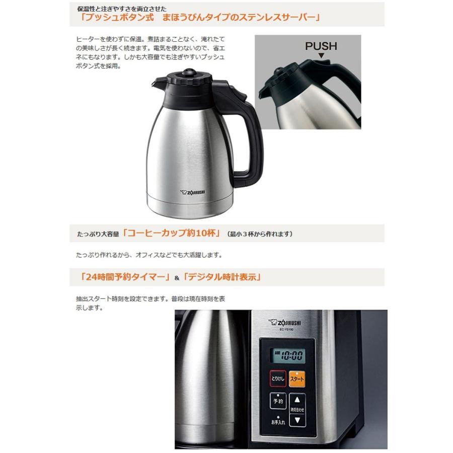 象印 コーヒーメーカー 珈琲通 3〜10杯用 EC-YS100 ステンレスま