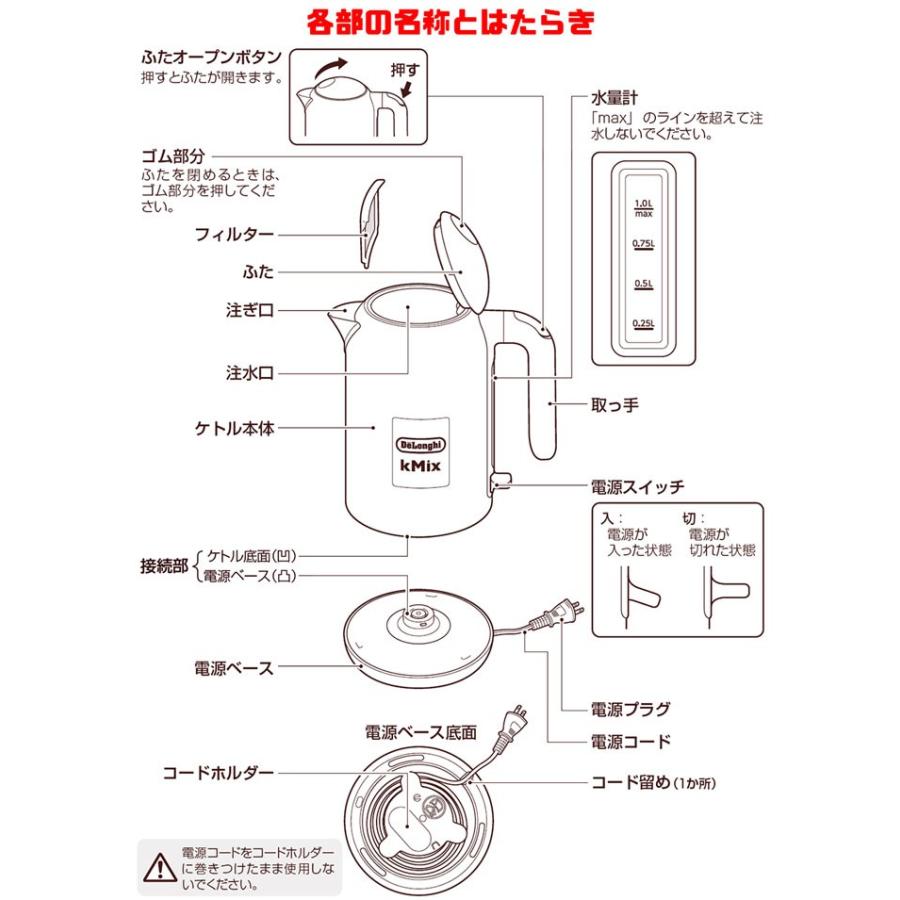 デロンギ ケーミックス 電気ケトル リッチブラック ZJX650J-BK  送料無料｜tonya｜03