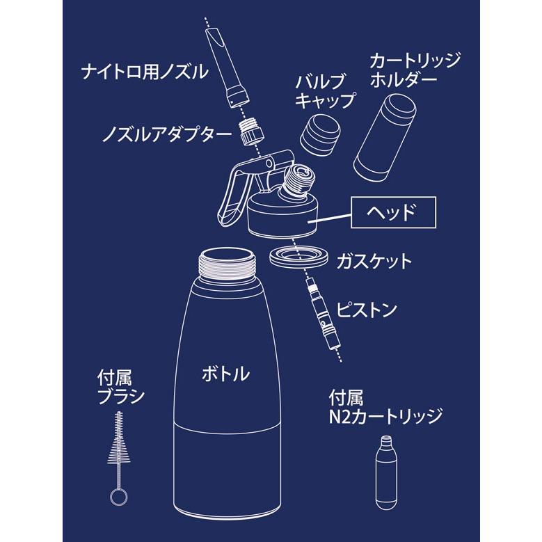 MOSA モサ ナイトロ コーヒーメーカー 0.5L 青 CSS2-05 ステンレスボトル N2ガスカートリッジ ３本付の画像