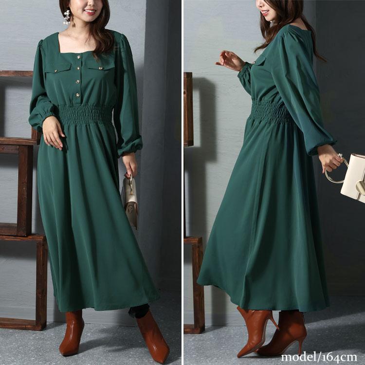 GOLDJAPAN 大きいサイズ レディース ワンピース スクエアネック