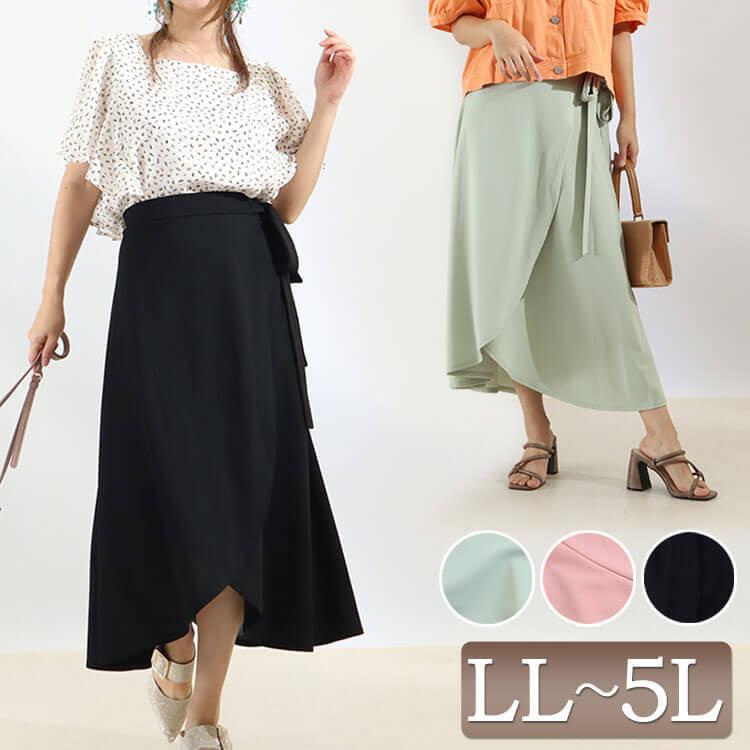 大きいサイズ レディース スカート ウエストリボンミドル丈スカート ウエストゴム 夏新作 春コーデ 夏コーデ 秋コーデ Ll 2l 3l 4l ブラック ピンク ミント 緑 Goldy 1009 大きいサイズワンピース問屋 通販 Yahoo ショッピング
