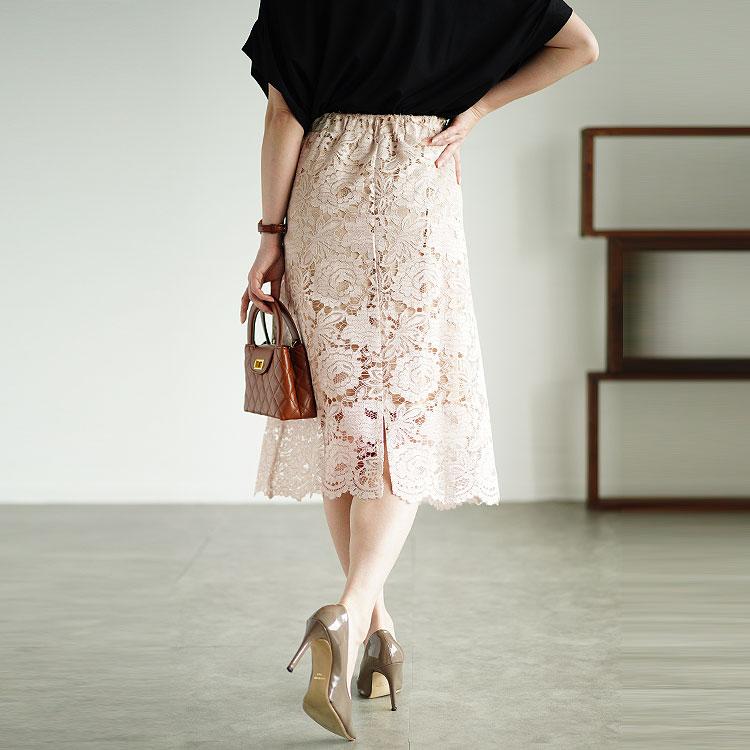 23年モデル✨美品 自由区 総レース プリーツロングスカート 大きいサイズ 44 GOLDJAPAN 大きいサイズ レディース ボトムス スカート 総レース