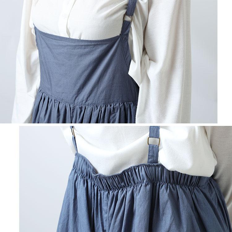 大きいサイズ レディース オールインワン サロペット ギャザーサロペットワイドパンツ ワイドパンツ 秋服 春服 夏服 LL 2L 3L 4L 5L 黒 ブルー ライトグレー | GOLDJAPAN | 09