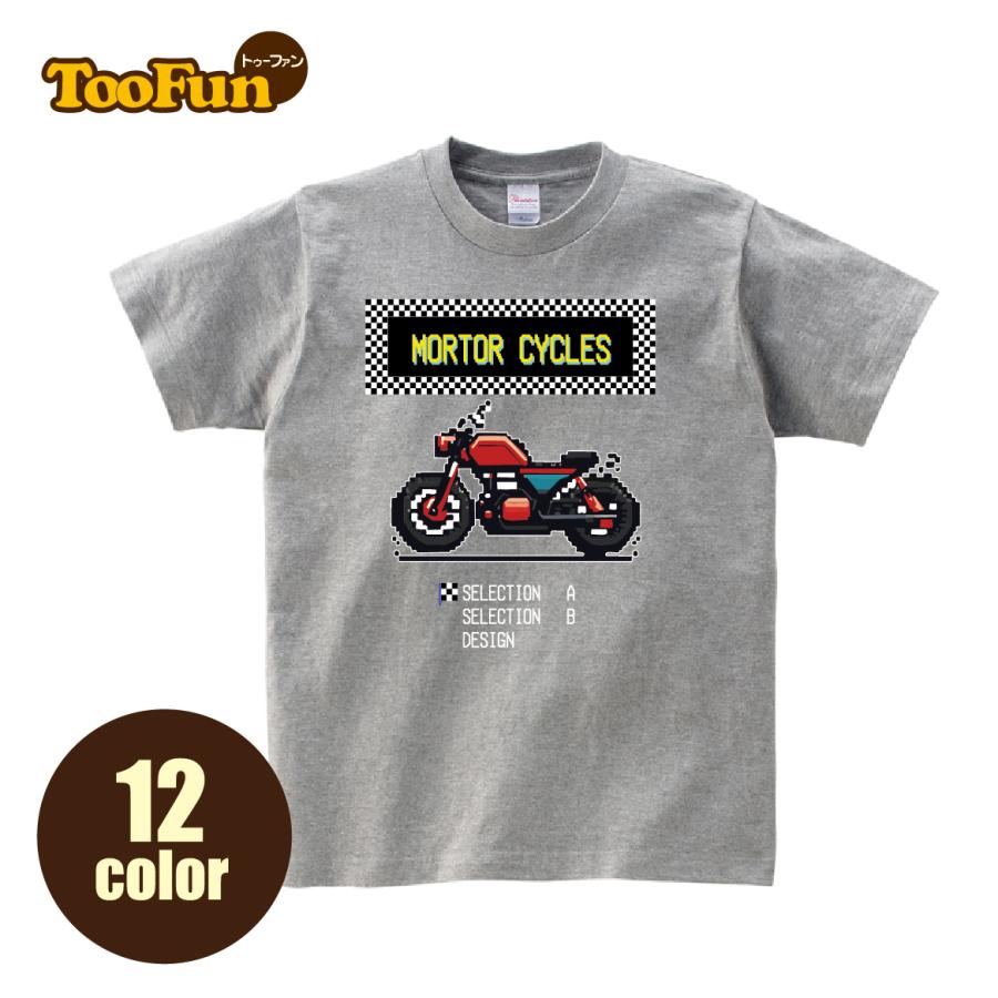 Tシャツ 半袖 バイク ドット オートバイ 8ビット レトロゲーム ロール
