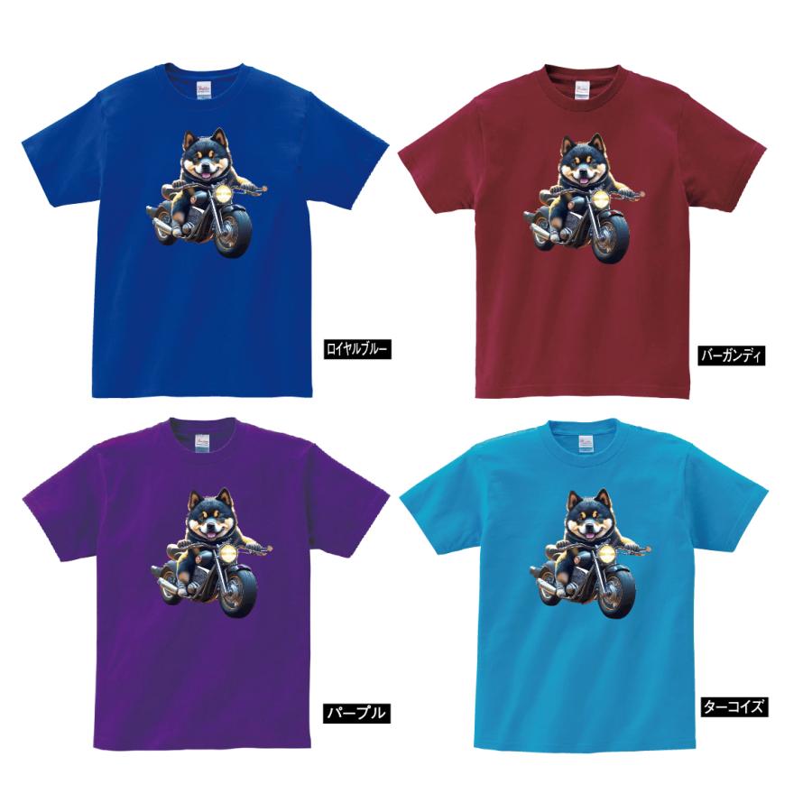 Tシャツ 半袖 黒柴 柴犬 しばいぬ バイク アメリカン オートバイ