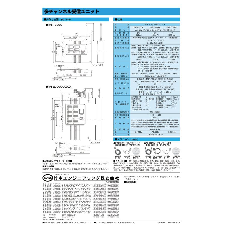 TAKEX（タケックス） 【RXF-3000A】多チャンネル受信ユニット 4周波