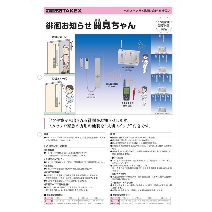 【HCS-115/4(KE)】開見(あけみ)ちゃん 4扉・ 携帯型受信機セット TAKEX 竹中エンジニアリング_1
