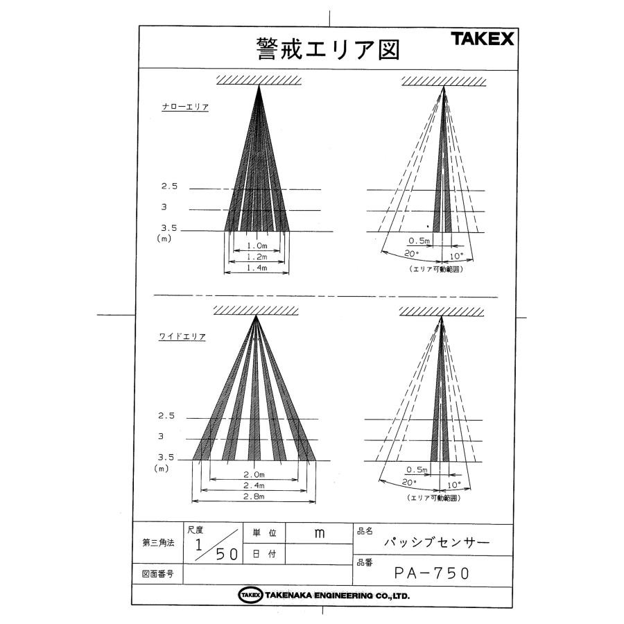 TAKEX（タケックス） 【PA-750】パッシブ型遠赤外線式 スポット警戒型