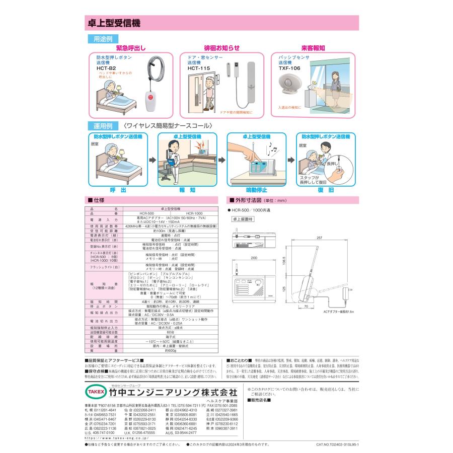 TAKEX（タケックス） 【HCR-500】卓上型受信機 竹中エンジニアリング
