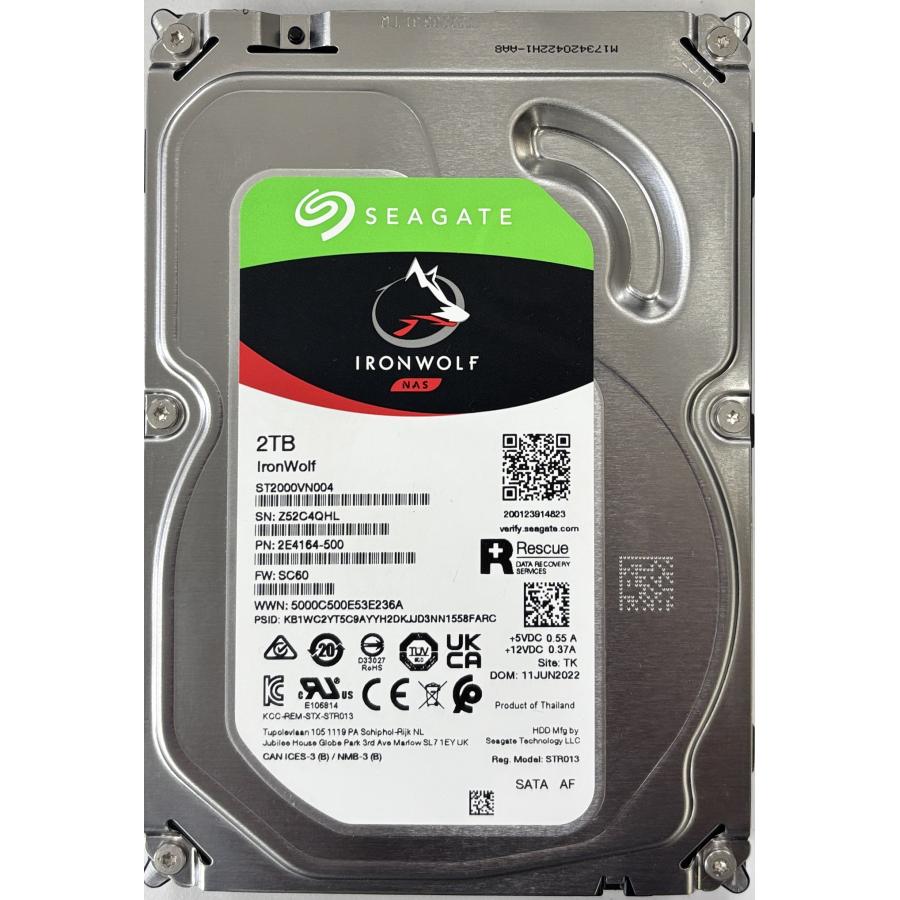 IRONWOLF SeaGate IronWolf NAS ハードディスク 2TB / フォーマット