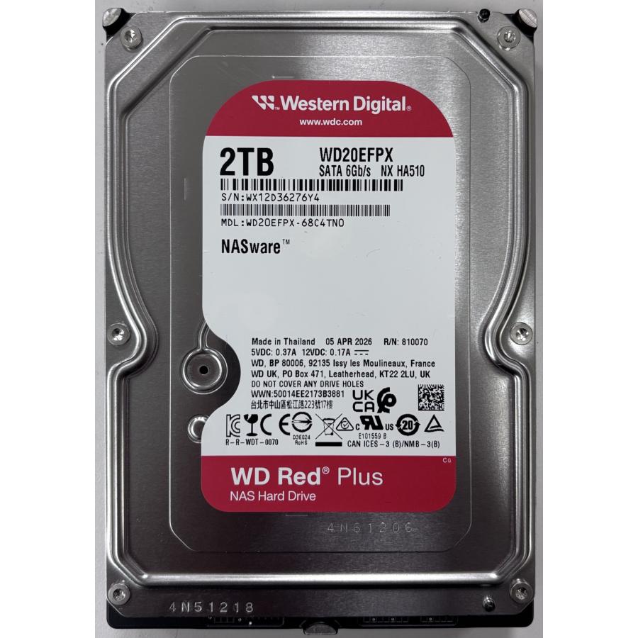 WD Red WD20EFPX WesternDigital Plus 3.5型 ハードディスク 2TB
