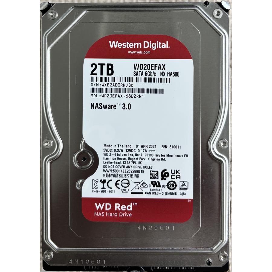 WD Red Western Digital WD20EFAX Red NAS ハードディスク 2TB