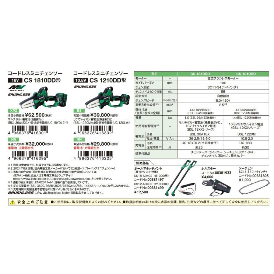 ハイコーキ[HiKOKI]   18V コードレスミニチェンソー CS1810DD (NN)　本体 | HiKOKI | 04