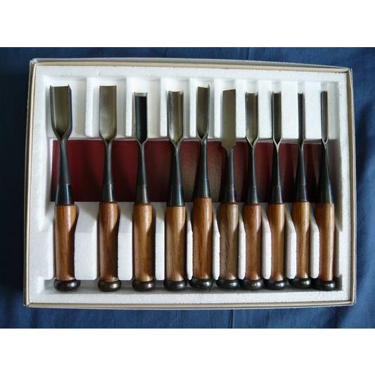 組鑿 長谷川 箱鑿 赤樫柄 十本組(紙箱) : ToolMate別館 Yahoo!店