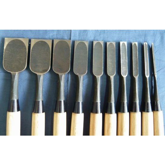 国慶作 竹節 追入鑿 10本組 壱組　白樫柄 国慶作 竹節 追入鑿 10本組 壱組 白樫柄 国慶作