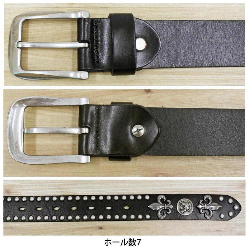ベルト メンズ 本革 レザー ウエスタン スタッズベルト スカル