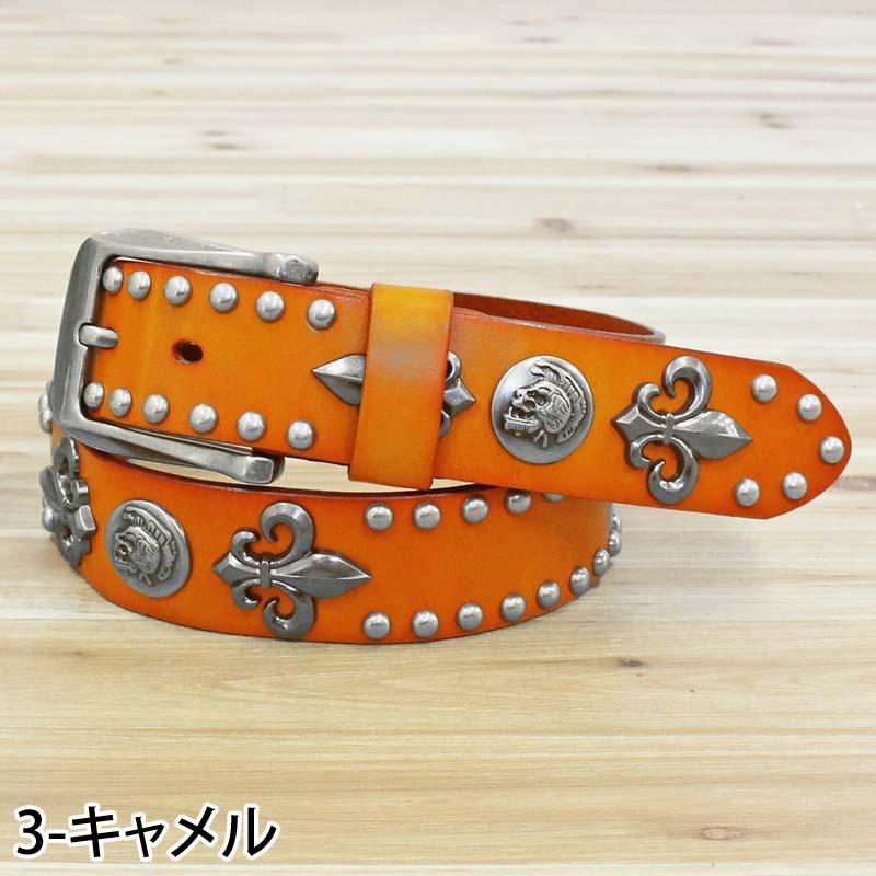 新品未使用【Aeta】牛革レザーベルト ベルト メンズ 本革 レザー ウエスタン スタッズベルト スカル