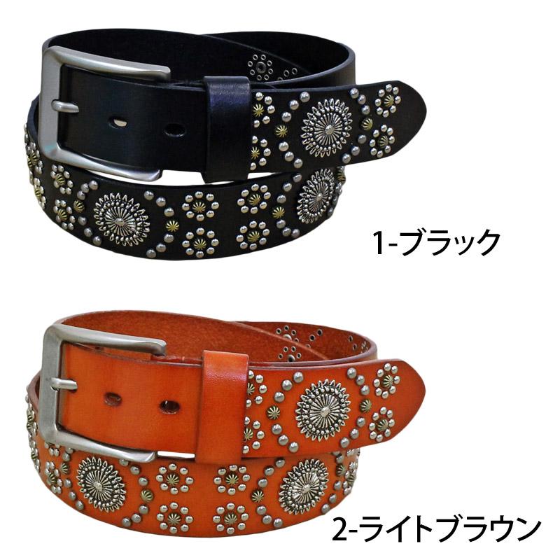 ベルト メンズ 本革 レザー ウエスタン スタッズベルト 牛革 男女兼用
