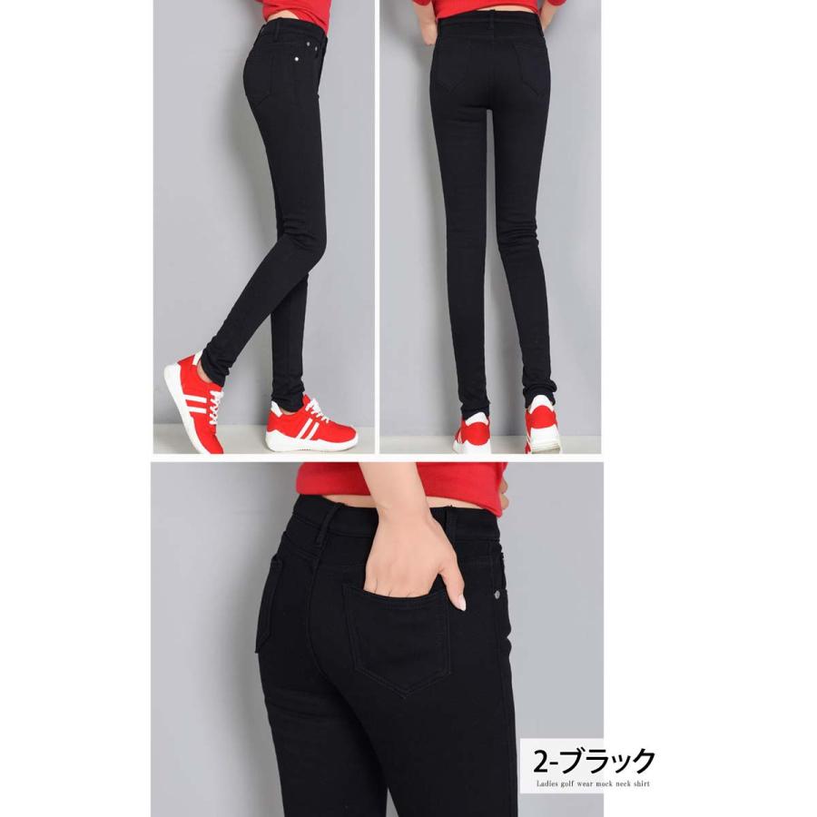ゴルフパンツ レディース ゴルフウェア 裏起毛 ストレッチ 無地