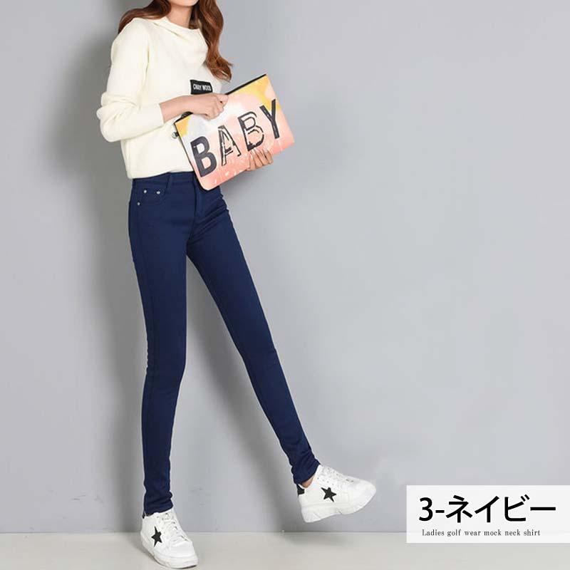ゴルフパンツ レディース ゴルフウェア 裏起毛 ストレッチ 無地