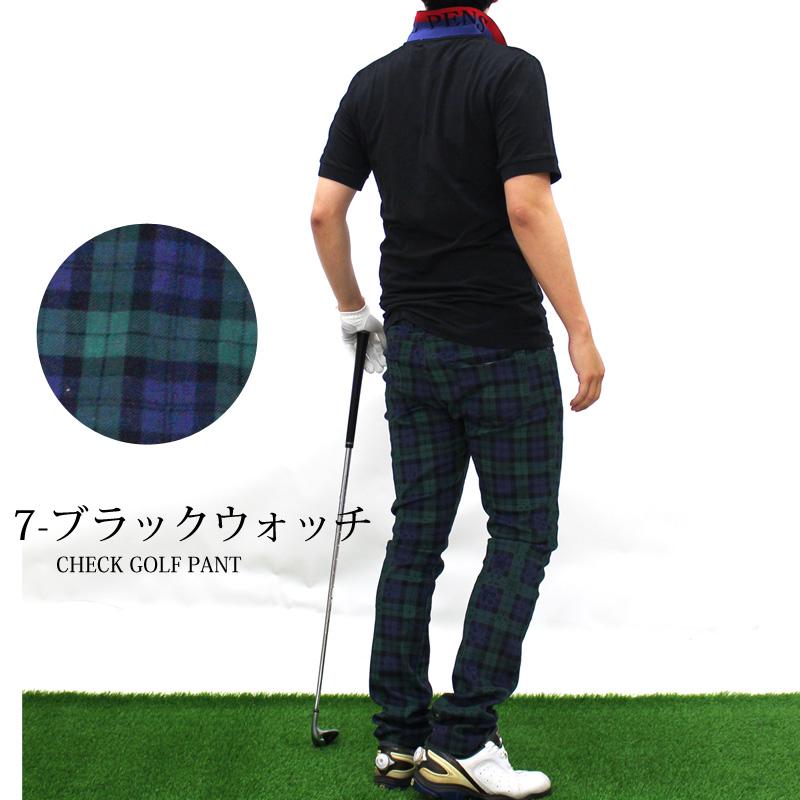ゴルフパンツ メンズ ゴルフウェア チェック柄パンツ ストレッチ