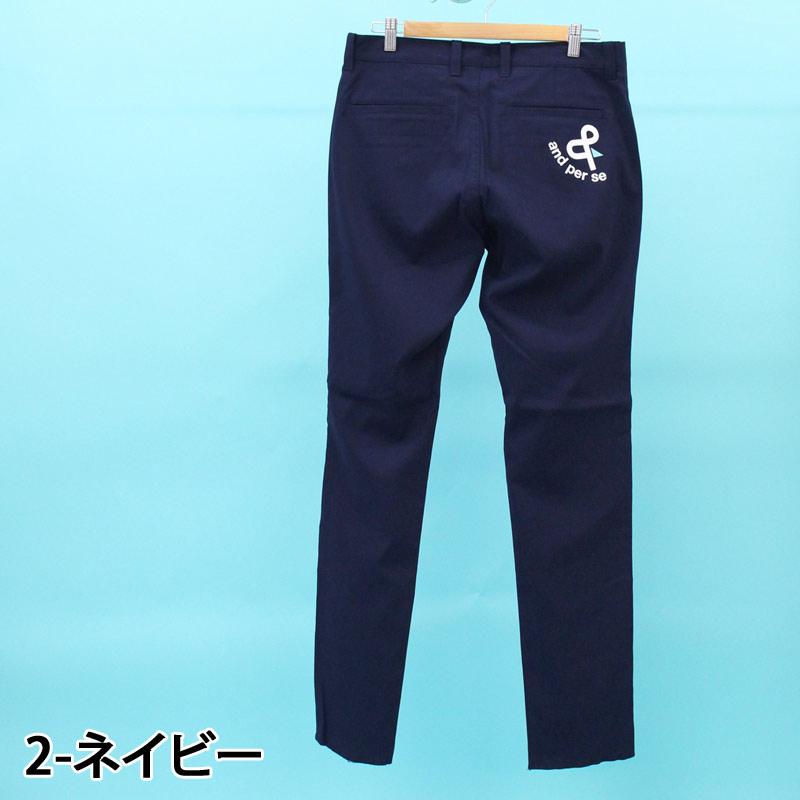 アンパスィ　and per se ブラック ゴルフパンツ　ストレッチ　刺繍ロゴ アンパスィ and per se ブラック ゴルフパンツ ストレッチ 刺繍