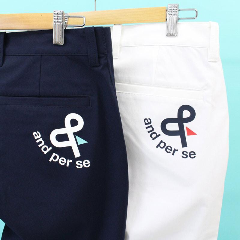 アンパスィ　and per se ブラック ゴルフパンツ　ストレッチ　刺繍ロゴ アンパスィ and per se ブラック ゴルフパンツ ストレッチ 刺繍