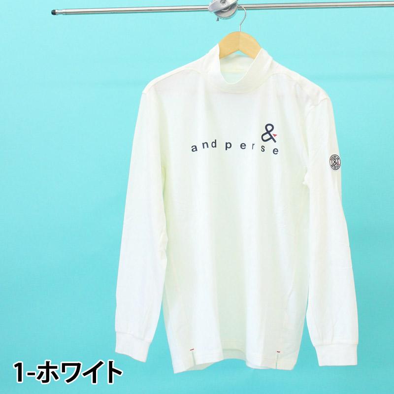 and per se アンパシィ　サイドロゴ長袖モックネックシャツ and per se アンパスィ 長袖 モックネックシャツ メンズ ゴルフ