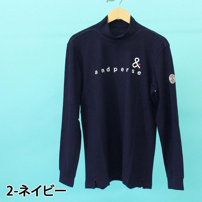 and per se アンパシィ　サイドロゴ長袖モックネックシャツ and per se アンパスィ 長袖 モックネックシャツ メンズ ゴルフ