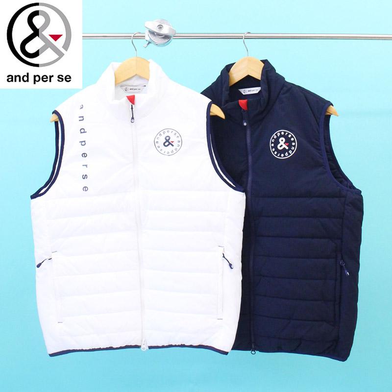 アンパスィ and per se ゴルフウェア ダウンブルゾン　ベスト　メンズМ and per se（アンパスィ） ゴルフウェア メンズ 中綿ベスト アウター
