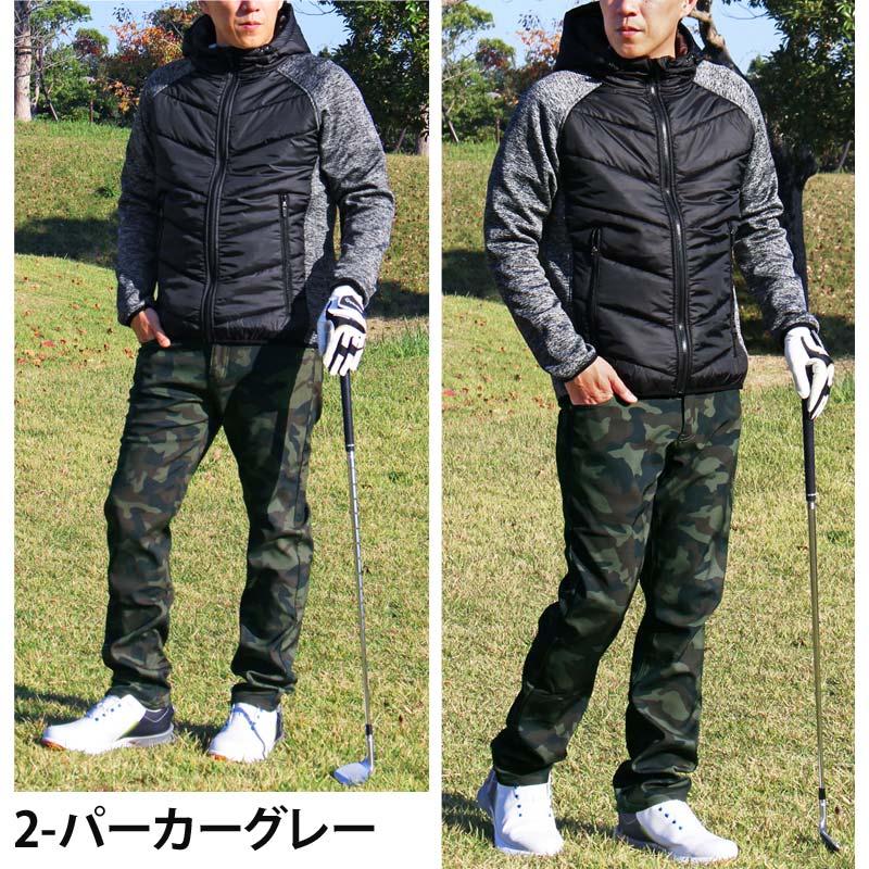 ゴルフジャケット ゴルフウェア メンズ 異素材切替 ナイロン ジャージ